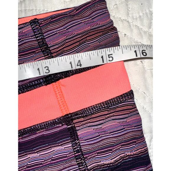 Lululemon Women's Size 10 Multicolor Coral Zipper Pocket Striped Ankle Leggings - Picture 7 of 9